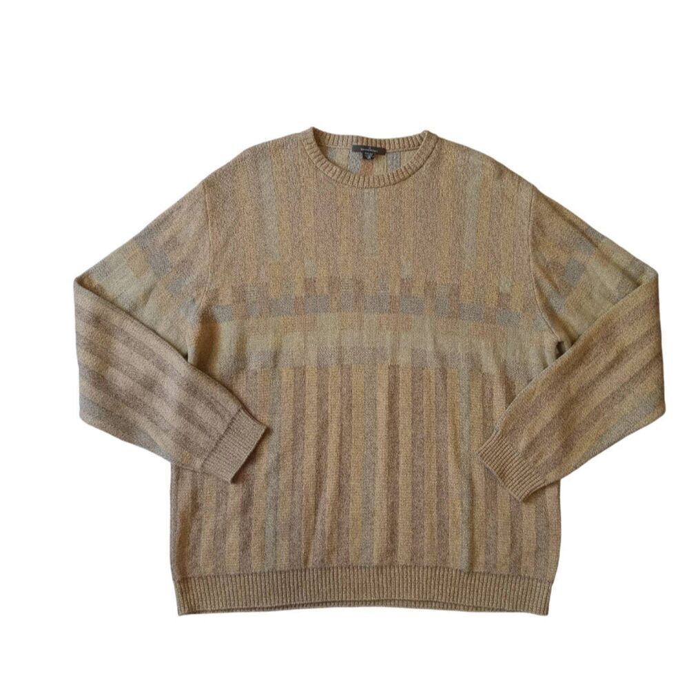 Ermenegildo Zegna Yellow Tight Knit Cotton Pullover Crewneck Sweater Men's XXL